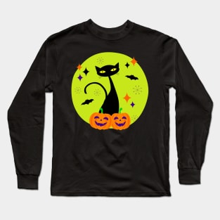 Atomic Age Halloween Black Cat II Long Sleeve T-Shirt